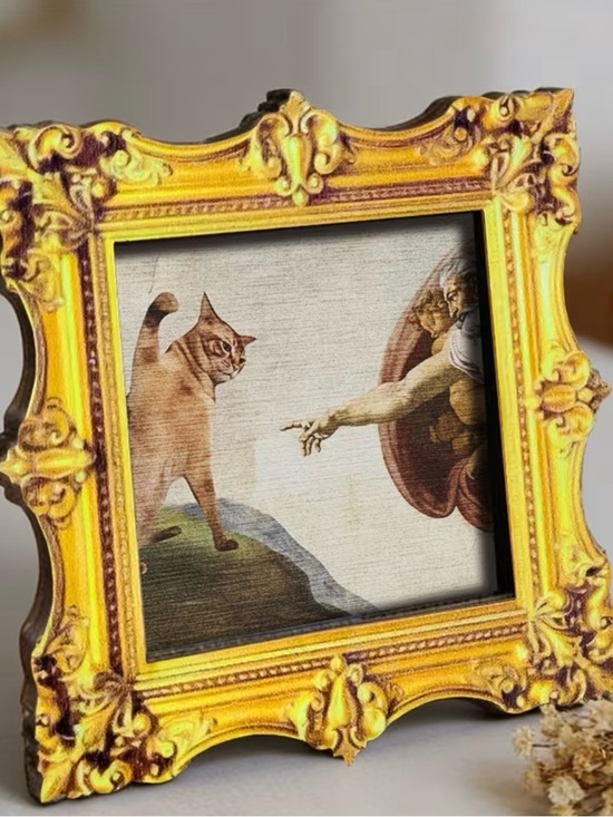 Other - Cat vs Creation Mini Framed Fridge Magnet Inspired by Classic Art